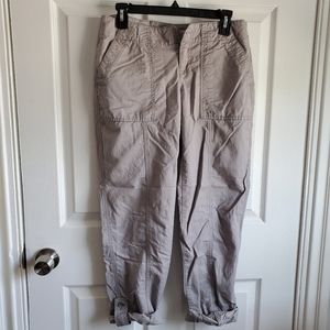 Grey low rise cargo capri capris